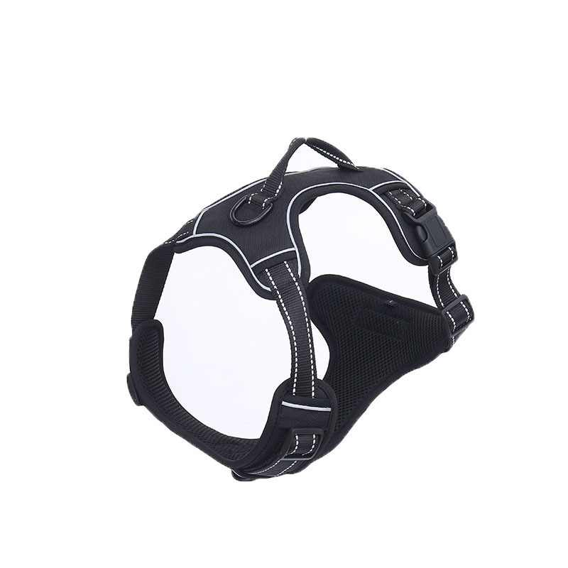 High Quality Black Durable Dog Harness With Reflective Band custom dog harness