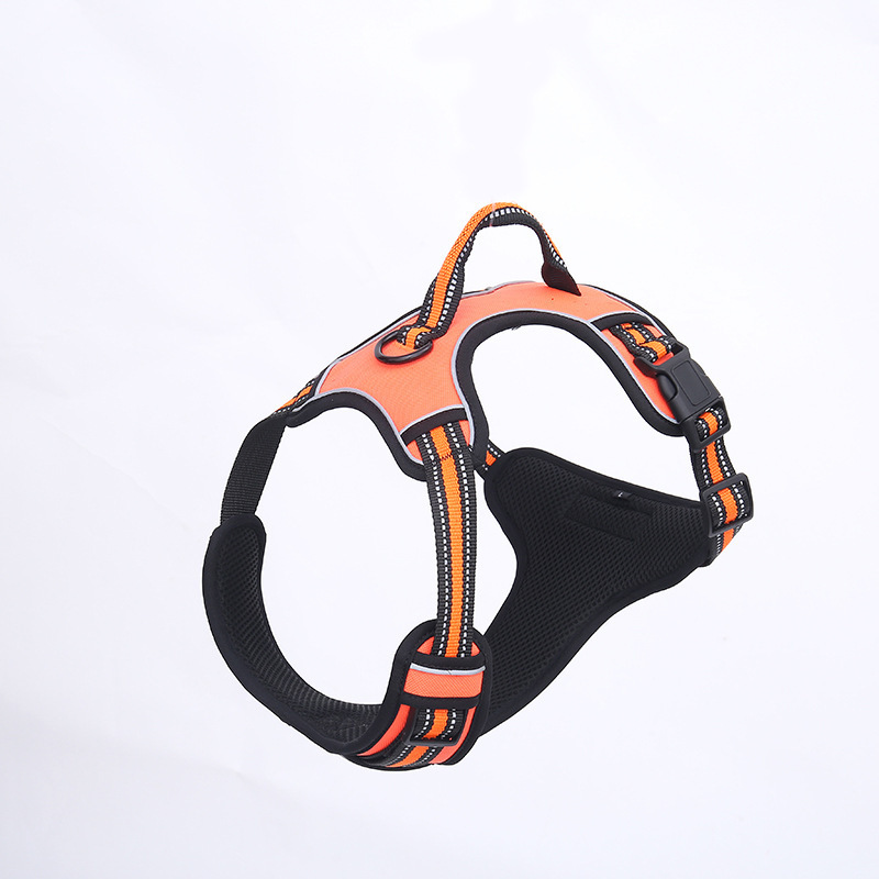High Quality Black Durable Dog Harness With Reflective Band custom dog harness