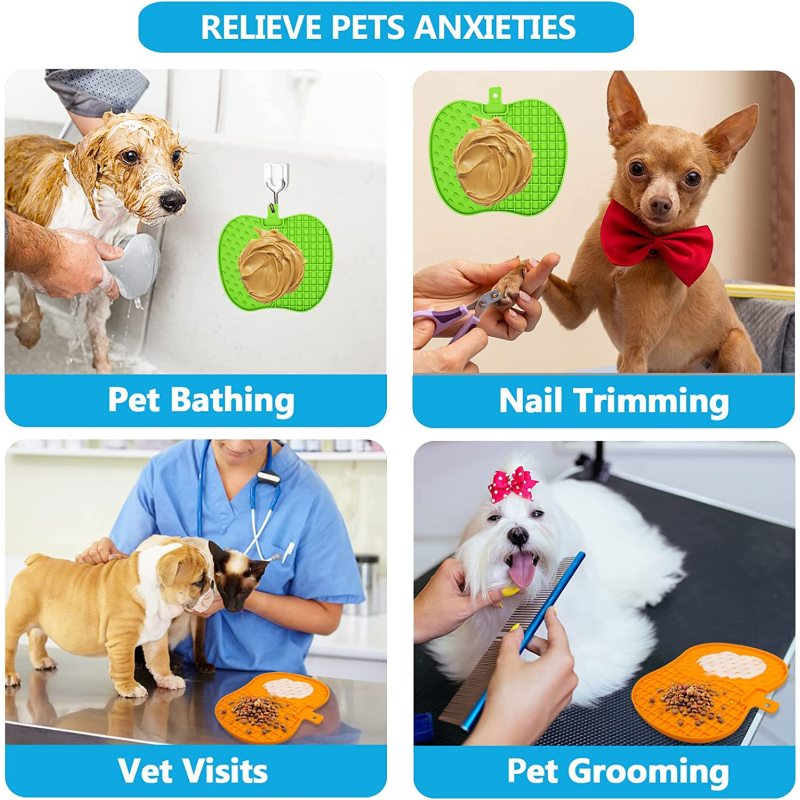 Pet Calming Dog Treat Pads apple Pet Licking Mat Slow Feeder Cat Training Perfect