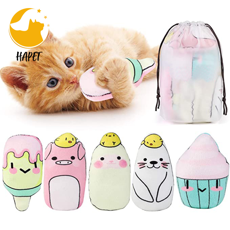 Plush Animal Shape Toys Cute Cat Interactive Catnip Toys for Indoor Cats