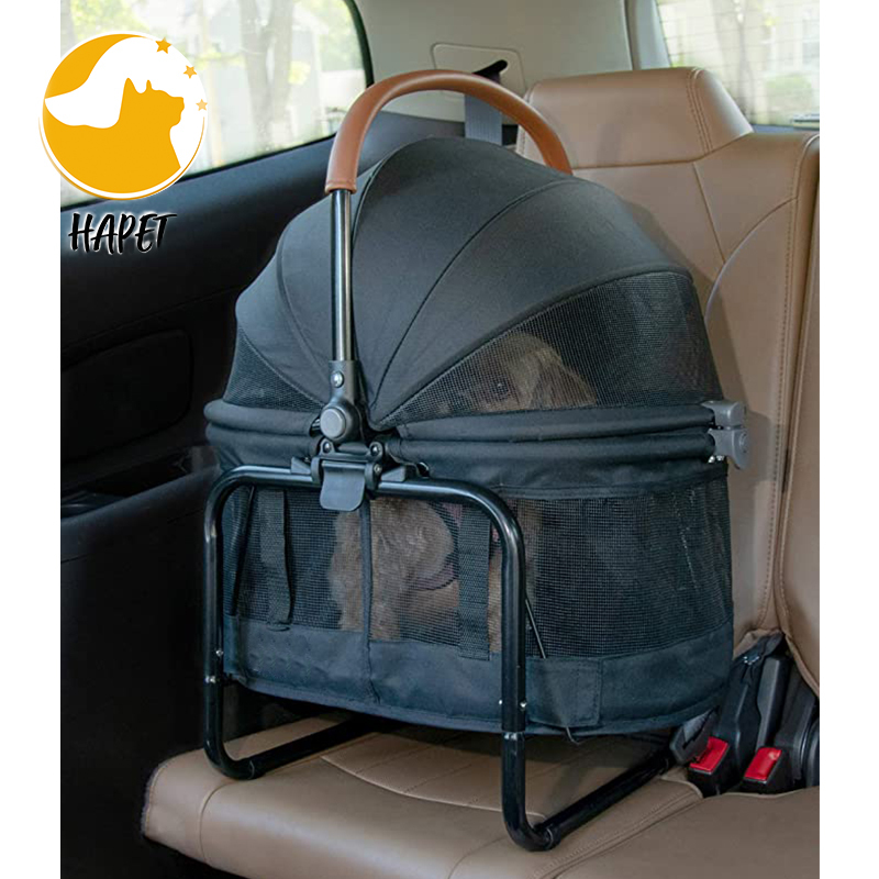 Pet Stroller Foldable Cat Dog Stroller for Small Medium Dogs with Storage Basket