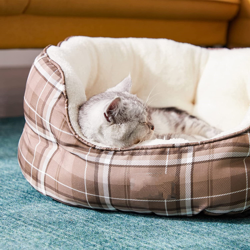Dog Bed for Small Dogs, Round Cat Beds for Indoor Cats, Round Pet Bed for Puppy and Kitten with Slip-Resistant Bottom
