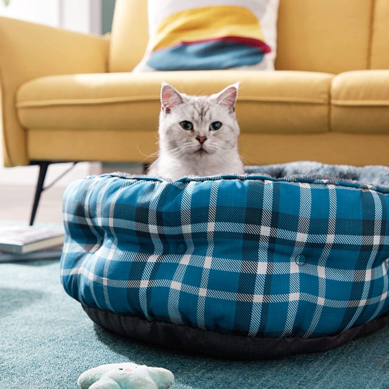 Dog Bed for Small Dogs, Round Cat Beds for Indoor Cats, Round Pet Bed for Puppy and Kitten with Slip-Resistant Bottom
