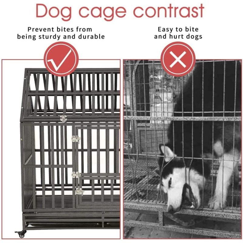 with 4 Locking Wheels Duty Dog Crate Strong Pet Kennel Crate