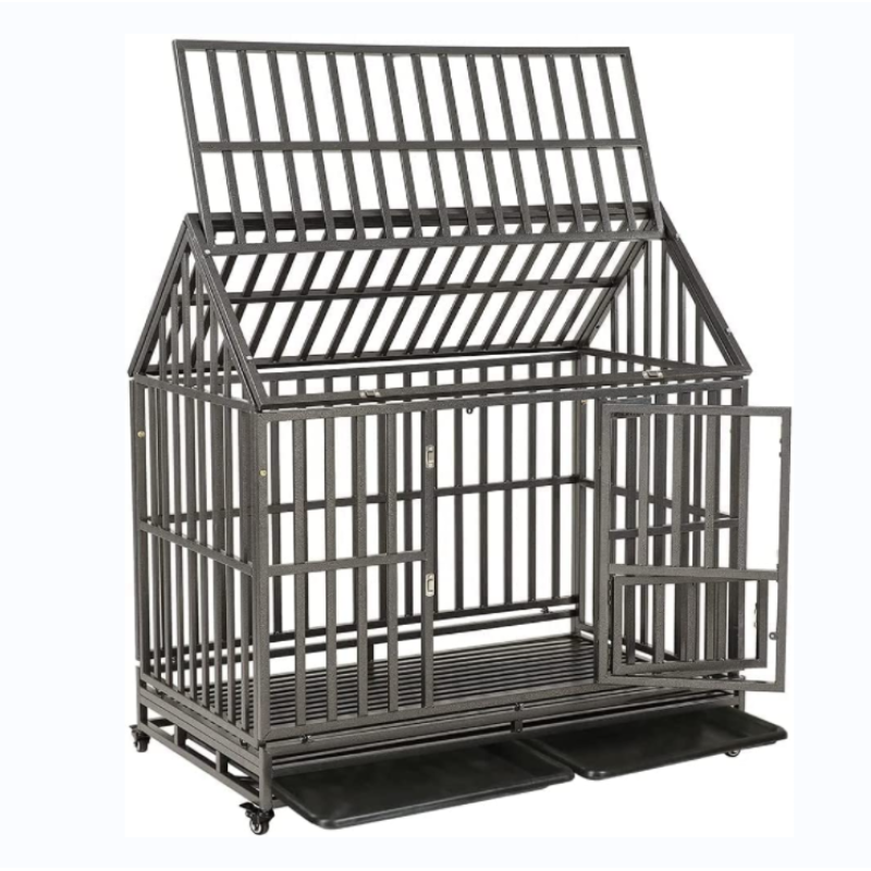 with 4 Locking Wheels Duty Dog Crate Strong Pet Kennel Crate