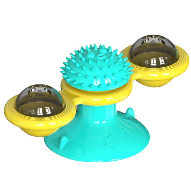 Cat Turning Windmill Turntable Tickle Cat Toy Catnip Ball Funny Cat Windmill Ball Pet Accessories with Suction Cup Base