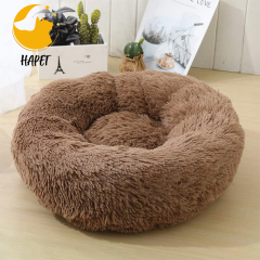 Small Soft Dog Bed Comfortable Orthopedic Donut Cuddler Round Dog Bed Premium Faux Plush Fur Self Warming Anti-Anxiety Cushion