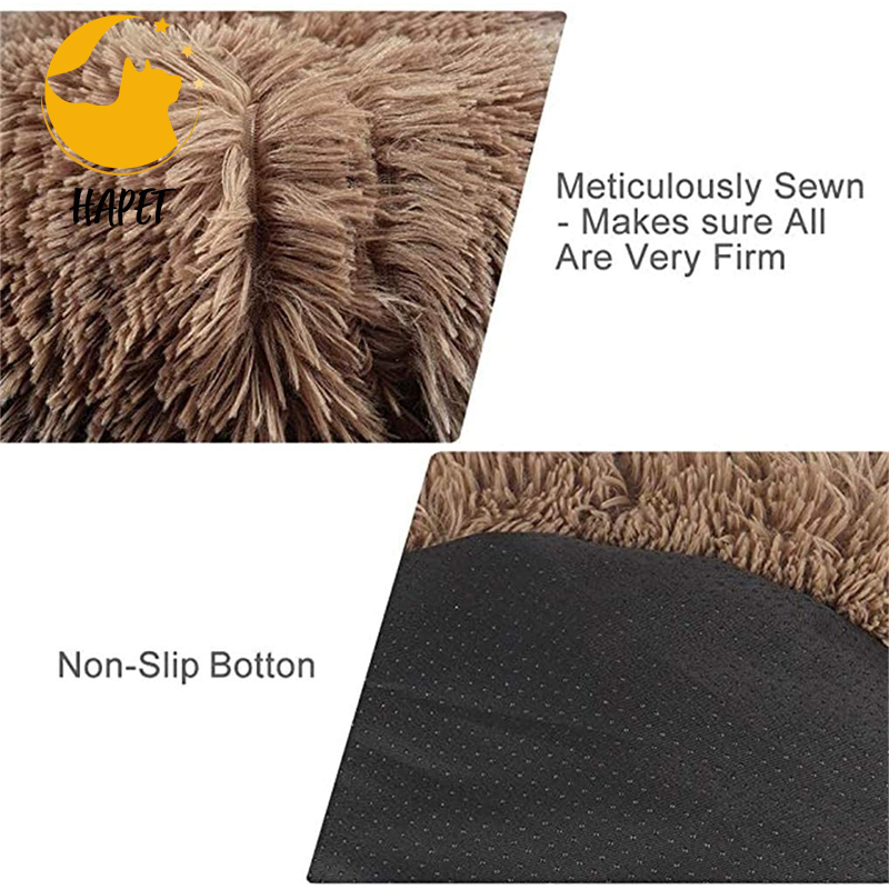 Small Soft Dog Bed Comfortable Orthopedic Donut Cuddler Round Dog Bed Premium Faux Plush Fur Self Warming Anti-Anxiety Cushion