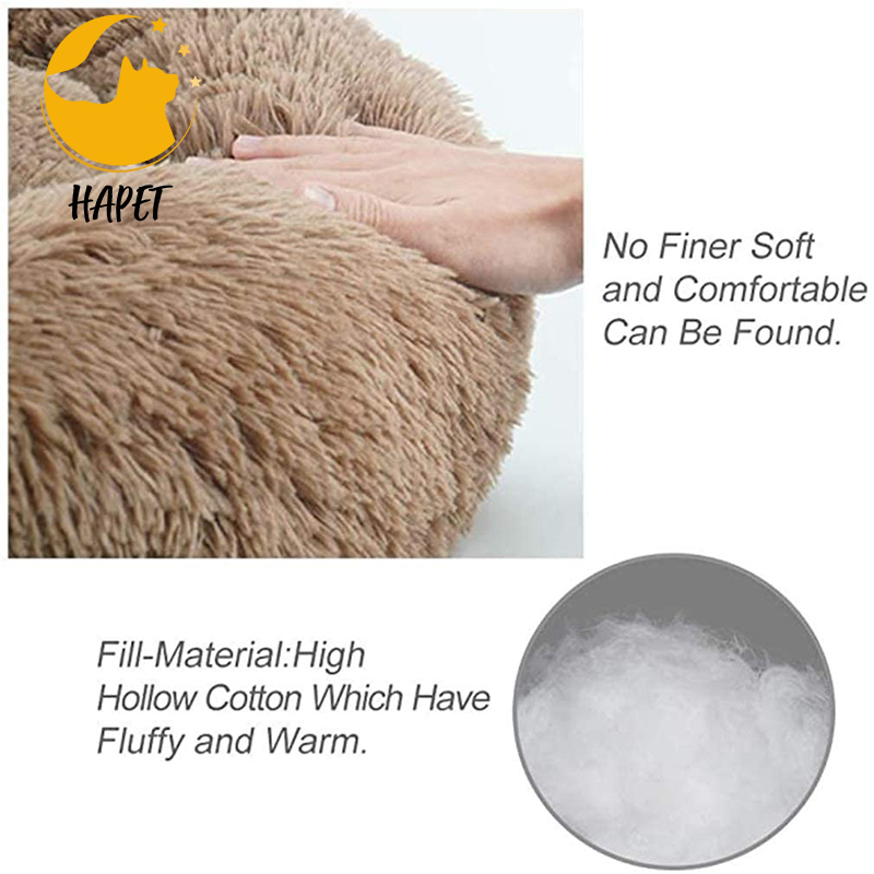 Small Soft Dog Bed Comfortable Orthopedic Donut Cuddler Round Dog Bed Premium Faux Plush Fur Self Warming Anti-Anxiety Cushion