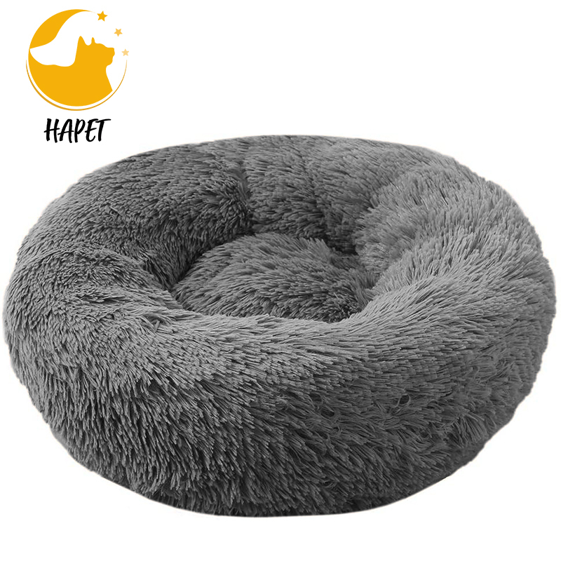 Small Soft Dog Bed Comfortable Orthopedic Donut Cuddler Round Dog Bed Premium Faux Plush Fur Self Warming Anti-Anxiety Cushion