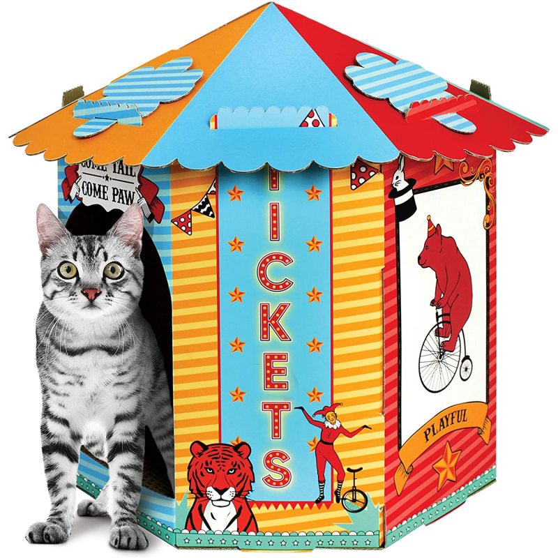 Easy Assembling Detachable Cat Dog Bed House Indoor Cardboard Cave Tent Replaceable Scratching Pet Bed Burrow Hut Pet Condo