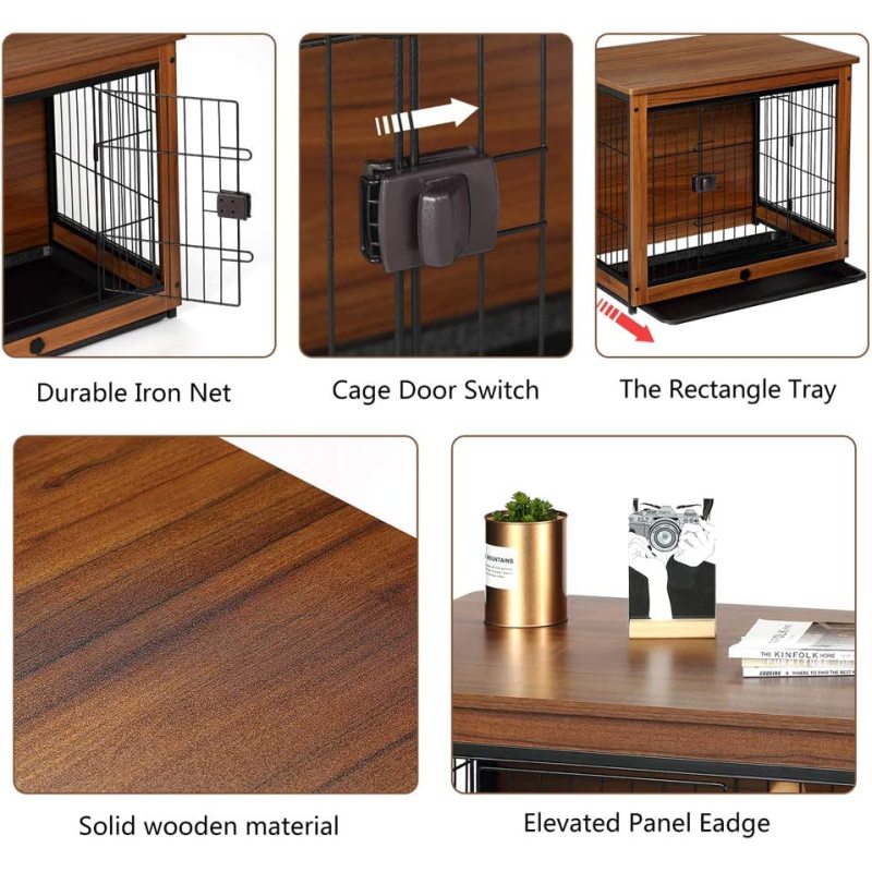 Dog Kennels House Wooden Dog Crate Furniture Detachable Top Cover Pet For Indoor Use