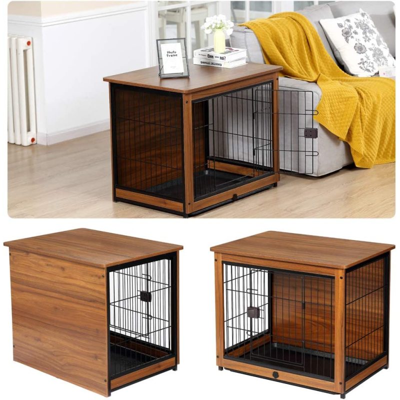 Dog Kennels House Wooden Dog Crate Furniture Detachable Top Cover Pet For Indoor Use