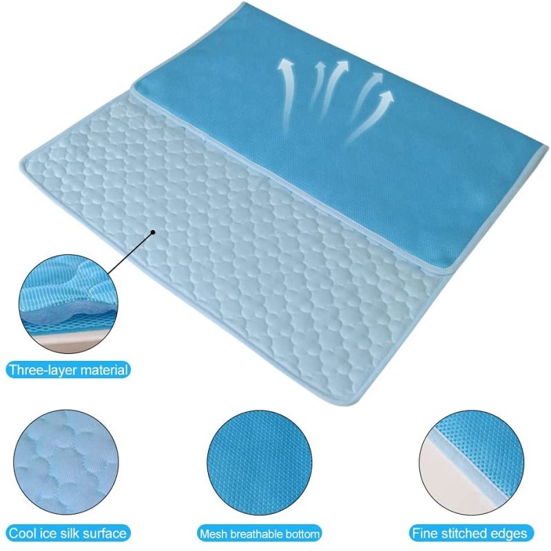Breathable Ice Silk Cooling Pet Dog Pet Cooling Mats Portable and Washable Pet Cooling Blanket for Indoor