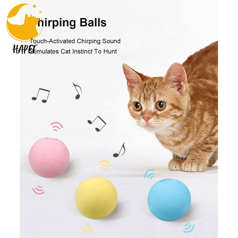 Cat Toy Ball, 3PACK, Including Frog, Cricket, Bird Three Kinds of Calls for cat Gravitational Ball, Built-in Catnip