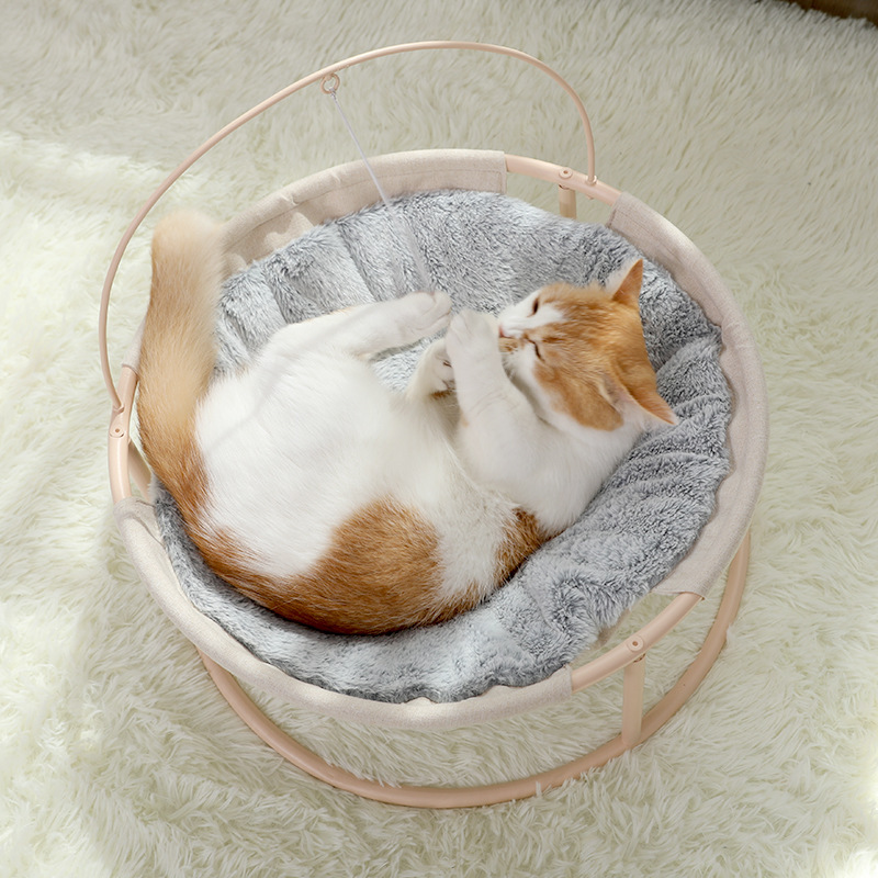 Manufacturer Luxury Soft Comfy Indoor Elevated Cat Bed And Hammock With Stand Detachable Washable And Portable Pet Bed