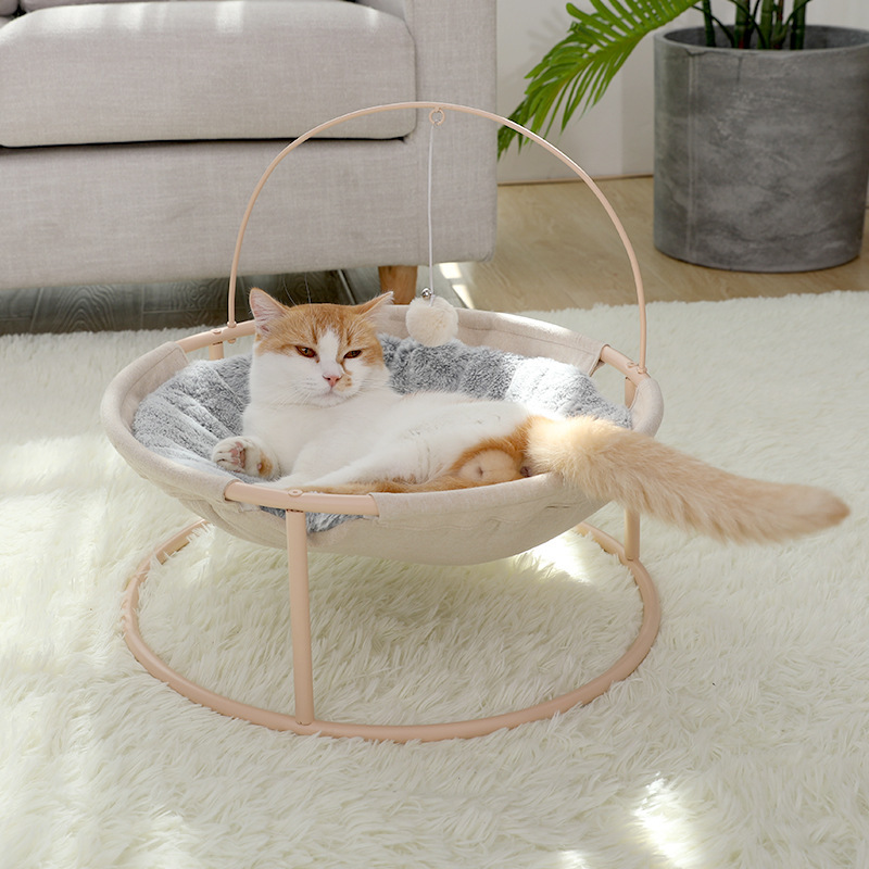 Manufacturer Luxury Soft Comfy Indoor Elevated Cat Bed And Hammock With Stand Detachable Washable And Portable Pet Bed