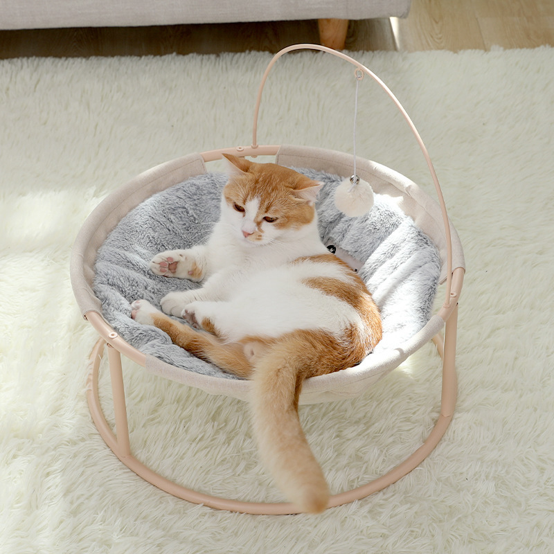 Manufacturer Luxury Soft Comfy Indoor Elevated Cat Bed And Hammock With Stand Detachable Washable And Portable Pet Bed
