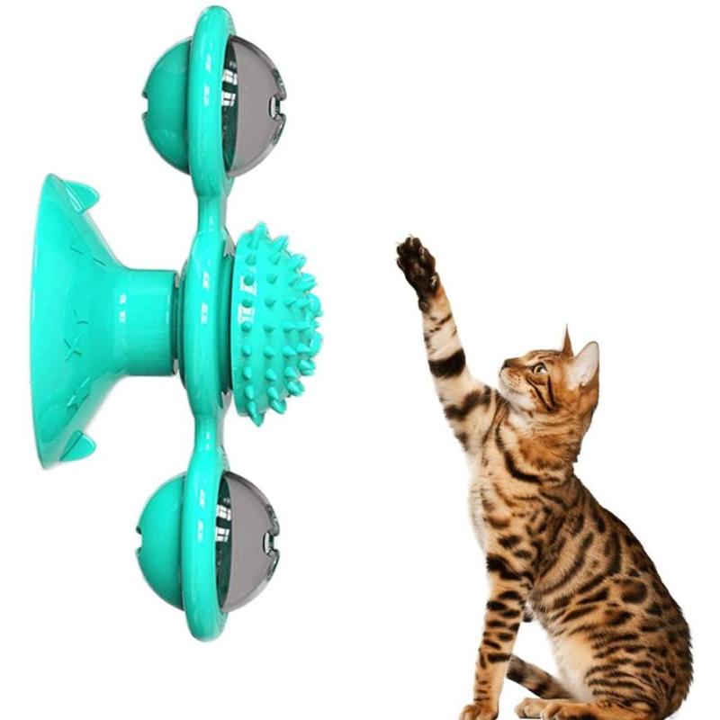 Windmill Cat Toy Turntable Teasing Pet Toy Scratching Tickle Cats Hair Brush Funny Cat Toy