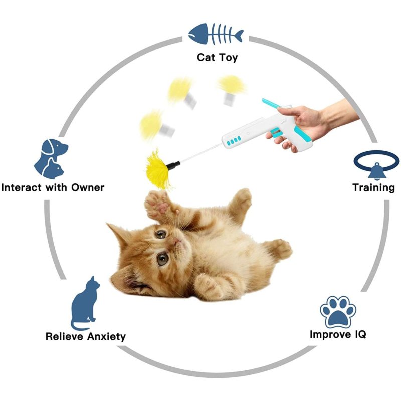 Replaceable Feathers Interactive Cat Toy With Balls for Indoor and Outdoor