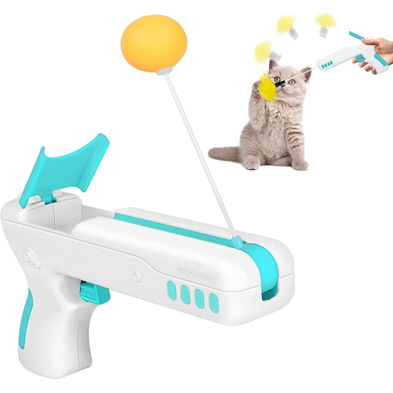 Replaceable Feathers Interactive Cat Toy With Balls for Indoor and Outdoor