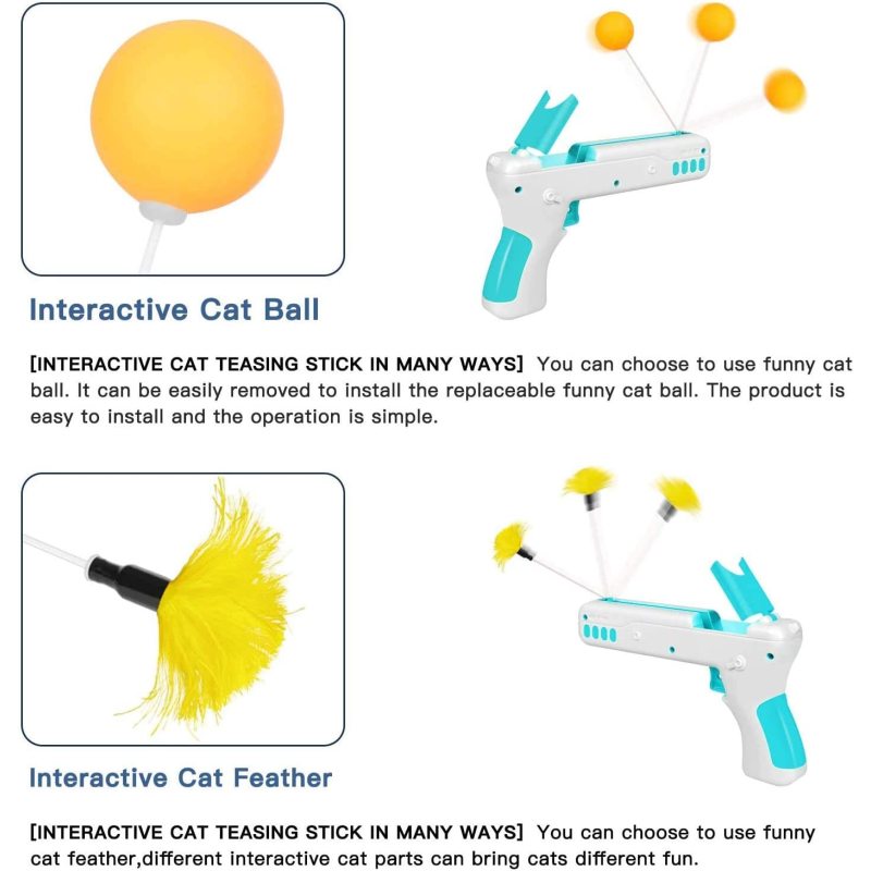 Replaceable Feathers Interactive Cat Toy With Balls for Indoor and Outdoor