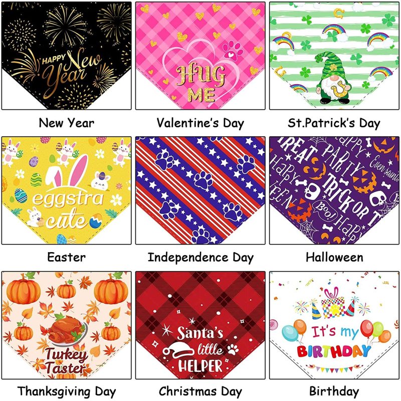 Dog Bandana Halloween Thanksgiving Christmas  Adjustable Scarf Washable Christmas