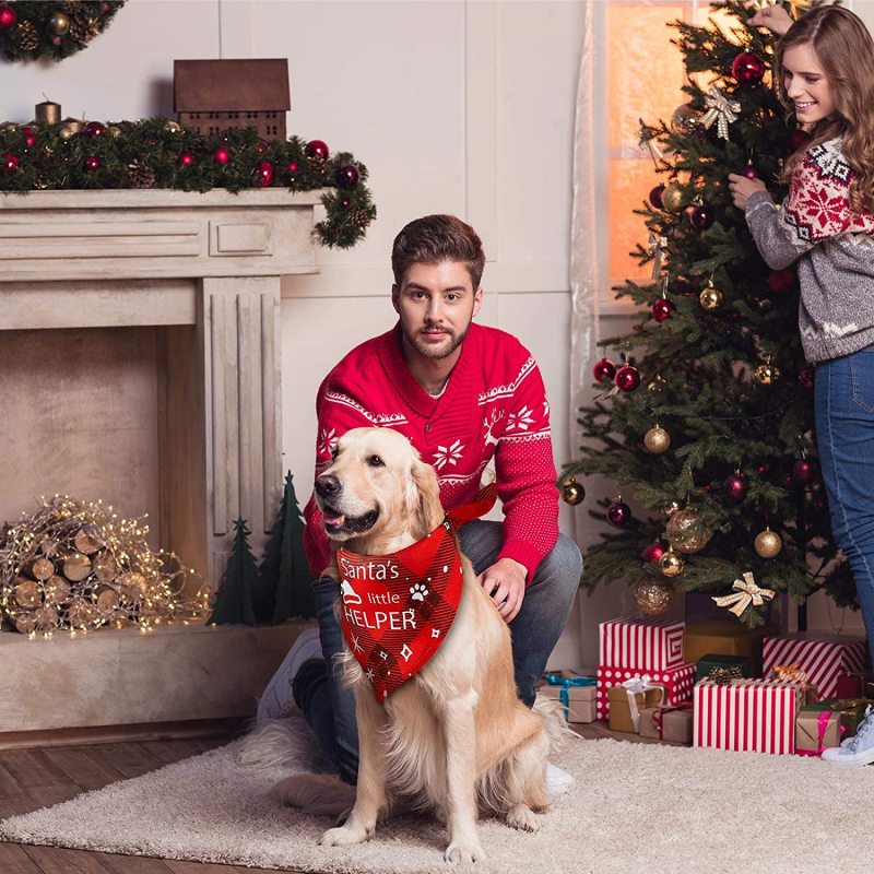 Dog Bandana Halloween Thanksgiving Christmas  Adjustable Scarf Washable Christmas