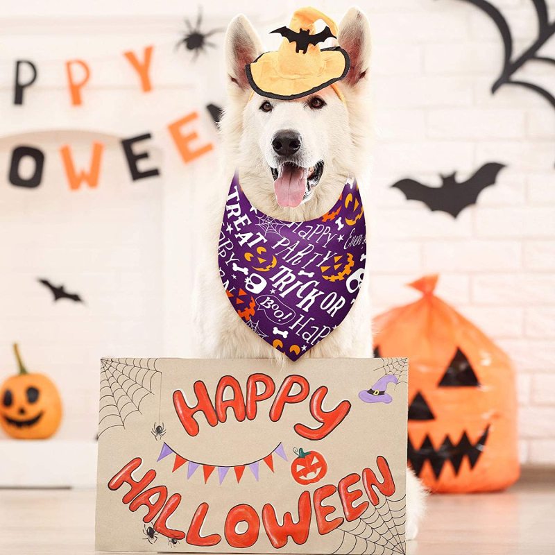 Dog Bandana Halloween Thanksgiving Christmas  Adjustable Scarf Washable Christmas
