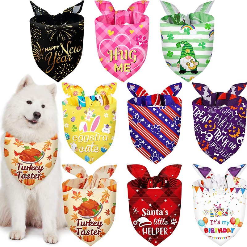 Dog Bandana Halloween Thanksgiving Christmas  Adjustable Scarf Washable Christmas
