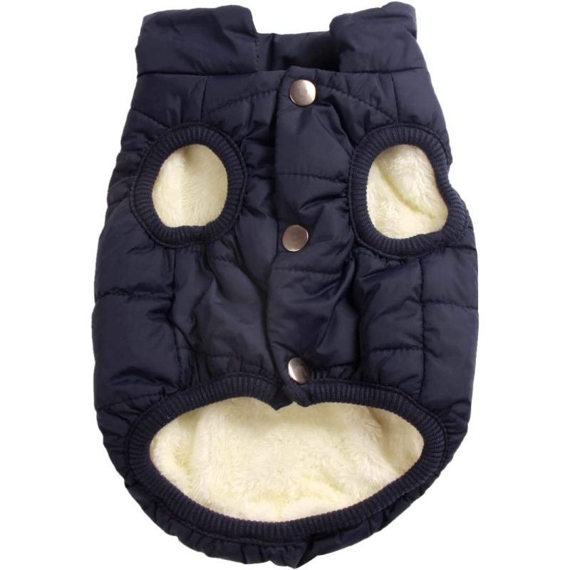 2 Layers Fleece Lined Warm Dog Jacket for Puppy Winter Cold Weather,Soft Windproof Small Dog Coat,Blue M