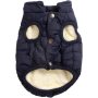 2 Layers Fleece Lined Warm Dog Jacket for Puppy Winter Cold Weather,Soft Windproof Small Dog Coat,Blue M