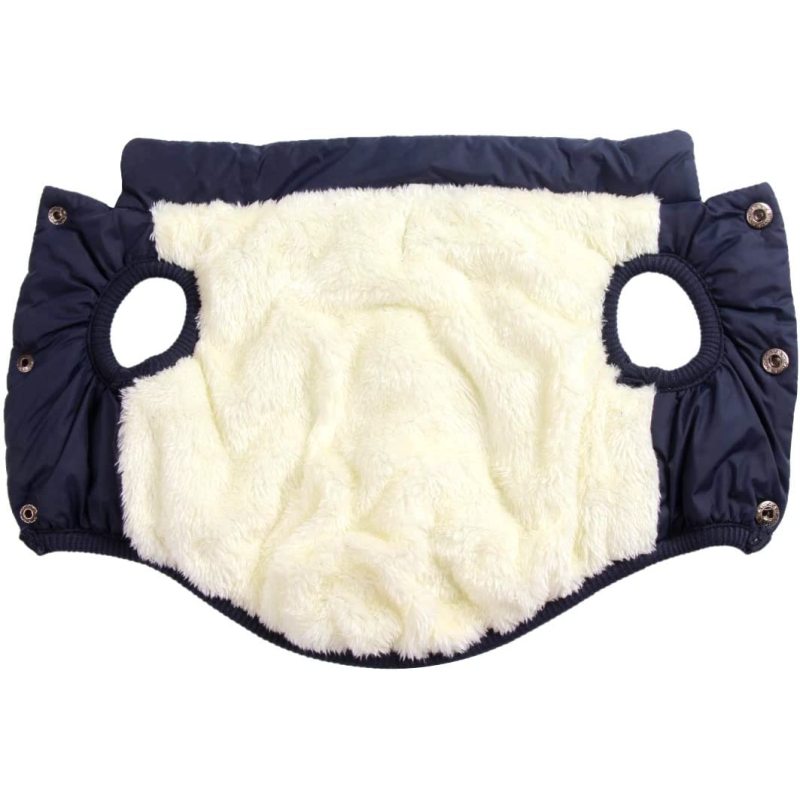 2 Layers Fleece Lined Warm Dog Jacket for Puppy Winter Cold Weather,Soft Windproof Small Dog Coat,Blue M
