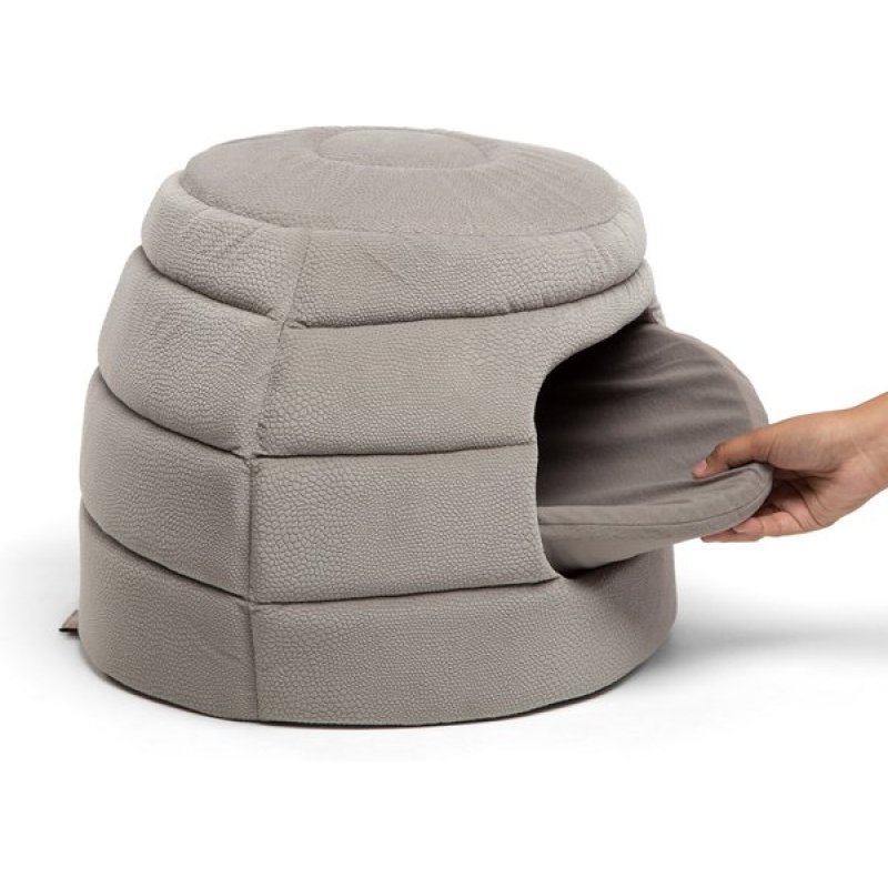 Pet Bed Dog Cat Beds Bedding 2 in 1 Honeycomb Hut Covered Bolster Cozy Foldable Cat Dog Bed