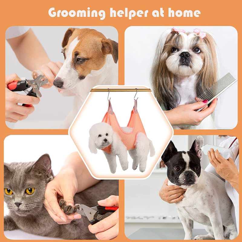 Pet Dog Grooming Hammock Harness for Cats & Dogs, Dog Sling for Grooming, Dog Hammock Restraint Bag with Nail Trimmer,