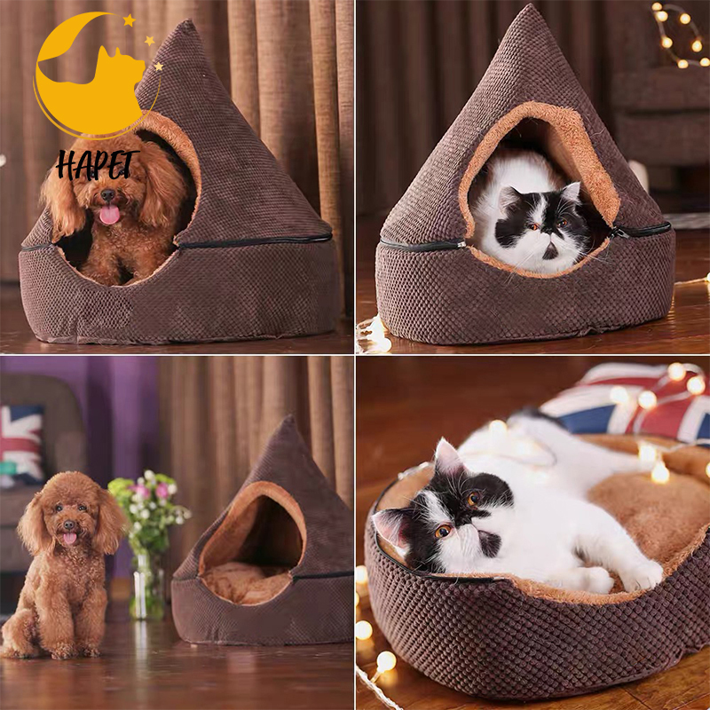 Detachable Cat Pet House Cat Bed Arctic Fleece Pet Bed for Dogs Cats Cave Winter Warm Pet Bed Dog Nest