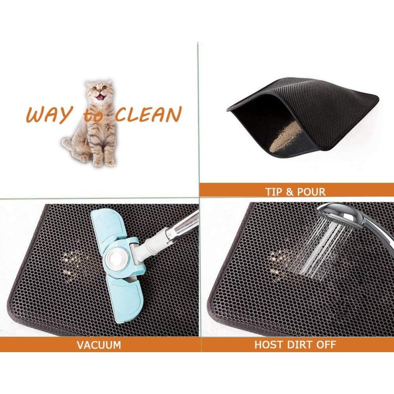 Cat Litter Mat Litter Trapping Mat, Honeycomb Double Layer Design Waterproof Urine Proof Trapper Mat for Litter Boxes