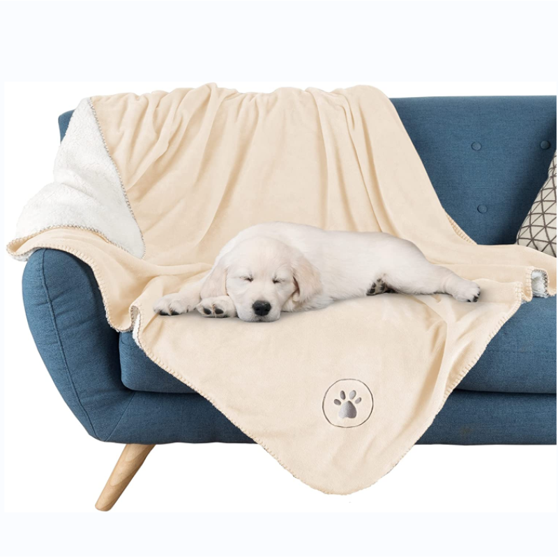 Reversible Cream Throw Waterproof Pet Blanket Protects Couch Pad Dog and Cat Blankets by Petmaker