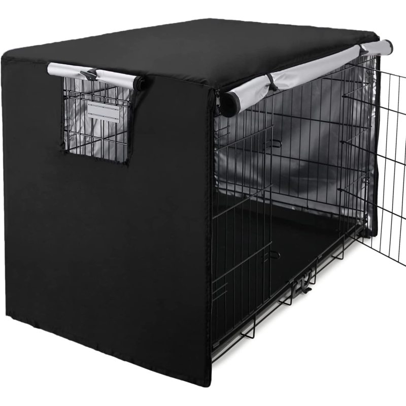 Dog Crate Cover 36 inch - Double Door, Waterproof Dog Kennel Cover with Air Vent Window, for Indoor/Outdoor Most Wire Dog Crate