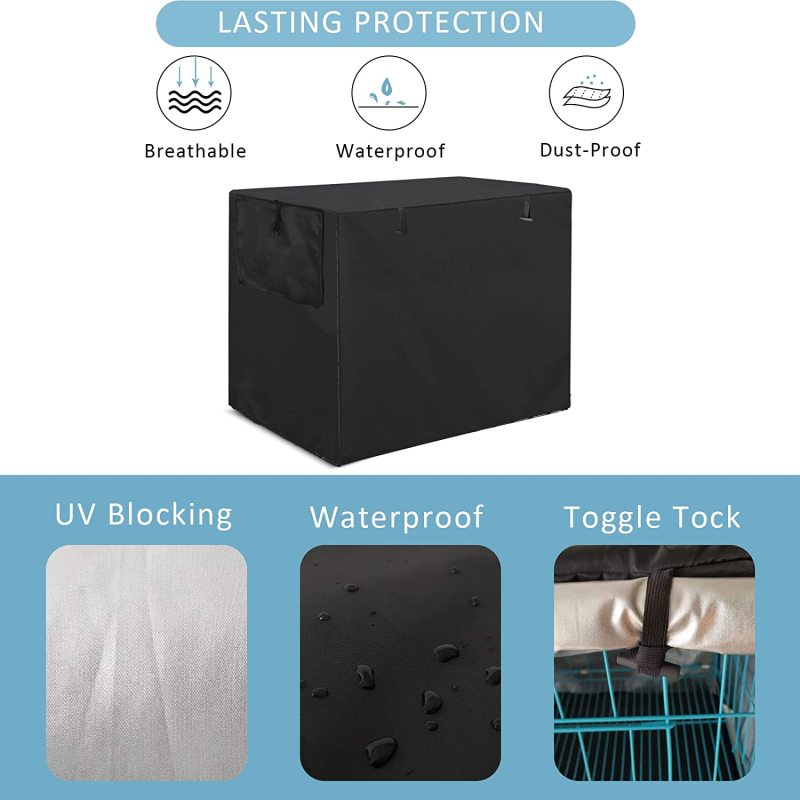 Dog Crate Cover 36 inch - Double Door, Waterproof Dog Kennel Cover with Air Vent Window, for Indoor/Outdoor Most Wire Dog Crate