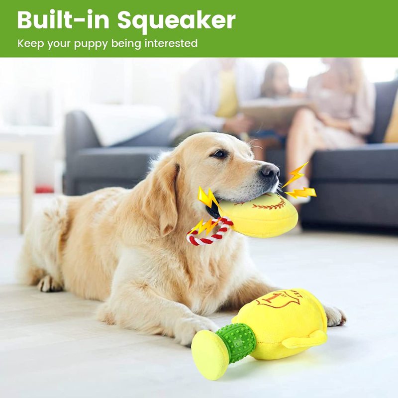 Squeaky Plush Dog Toys,Animals Shape Dog Chew Toy,Stuffed Interactive Dog Toys for Small Medium& Large Dogs