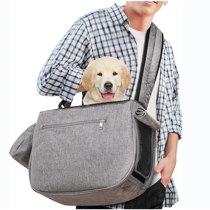 Bottom Support Pet Dog Sling Carrier Breathable Mesh Window