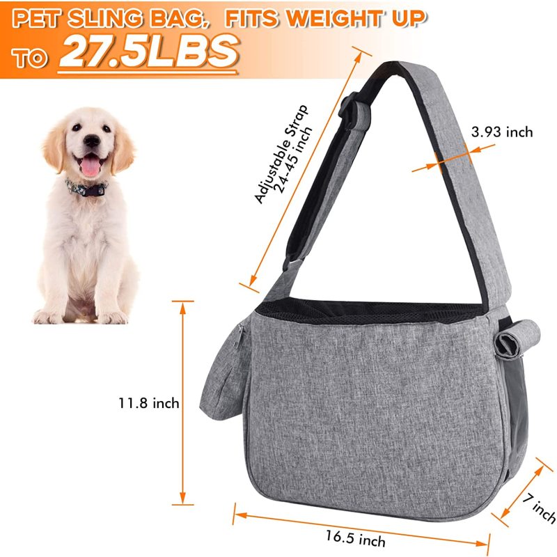 Bottom Support Pet Dog Sling Carrier Breathable Mesh Window