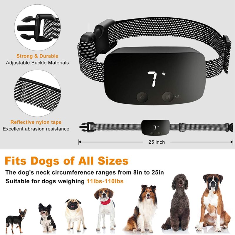 Modern Waterproof Rechargeable Bark Collar with Adjustable Sensitivity and Intensity Beep Vibration For Pets