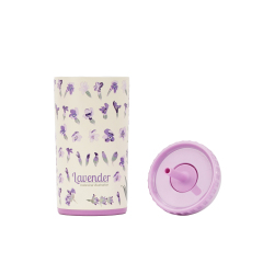 vaso promocional púrpura del acero inoxidable de la pared doble de la lavanda 350ml con la tapa de la paja