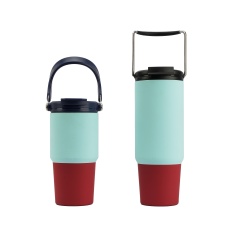 Vaso de 20 oz/30 oz Vaso de acero inoxidable de doble pared sin plomo con mango apto para portavasos de coche Aqua Blue