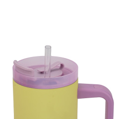 Tazas de café al por mayor del vaso de la moda del acero inoxidable 40oz con el casquillo de la paja del casquillo de la manija