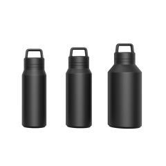 Two Layer Design Leak Proof Lid Stainless Steel Tumbler 750ml Black Powder Coated Painting