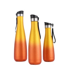 500ml Cola Shape Stainless Steel Double Wall Vacuum Water Bottle With Press Button Lid