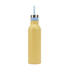 Botella de agua de acero inoxidable con aislamiento de doble pared de 500 ml/750 ml con tapa de correa de goma en el mercado europeo